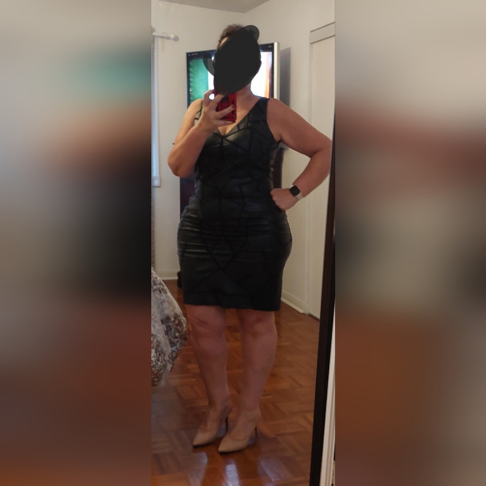 Leather patch dress